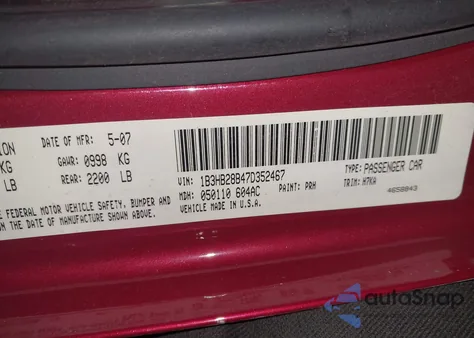 2007 Dodge Caliber z USA, uszkodzony, nr VIN 1B3HB28B47D352467